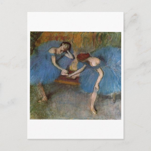 Edgar Degas - Two Dancers Blue Tutu Redhead Dancer Postcard (Front)