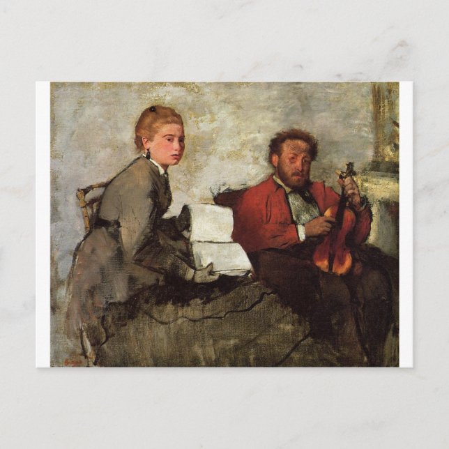 Edgar Degas - Voilinist & woman w/ music book 1879 Postcard (Front)