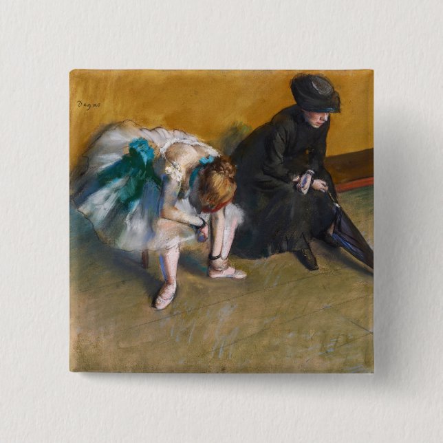 Edgar Degas - Waiting Button (Front)