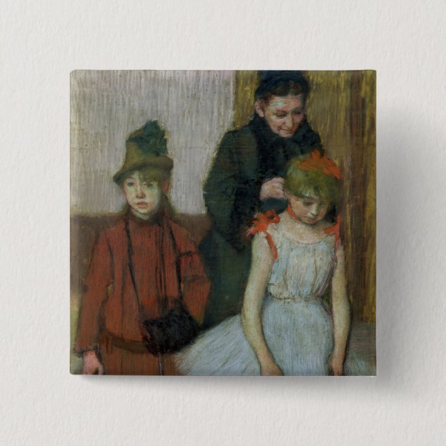 Edgar Degas | Woman with two little girls Pinback Button (Front)