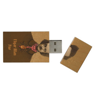 Edgar with Gold Bug Wood Flash Drive