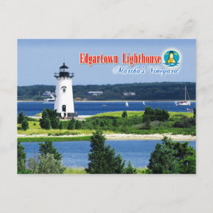 Massachusetts Lighthouses of Martha's Vinyard Island Montage Modern Postcard 