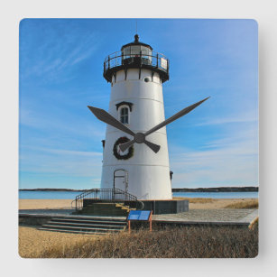 Edgartown Harbor Lighthouse, Martha's Vineyard MA Square Wall Clock
