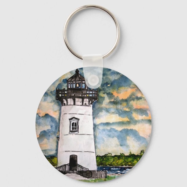 Edgartown Lighthouse Marthas Vineyard Keychain (Front)