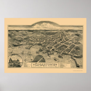 Edgartown, MA Panoramic Map - 1886 Poster