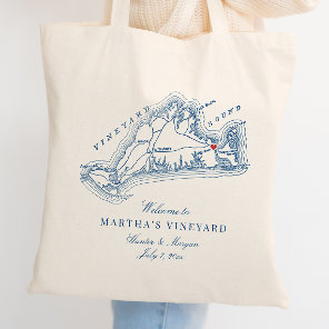 Edgartown MA Wedding Favor Navy Blue Welcome Tote Bag