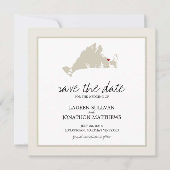 Edgartown Martha's Vineyard Wedding Save the Date (Front)