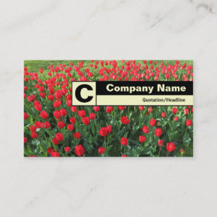 Edge Labeled Monogram - Bed of Red Tulips 01 Business Card