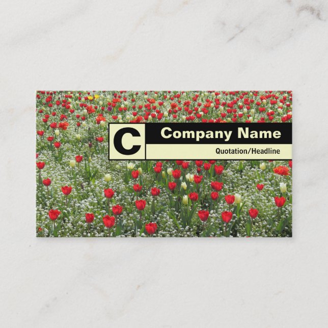 Edge Labeled Monogram - Bed of Tulips Business Card (Front)