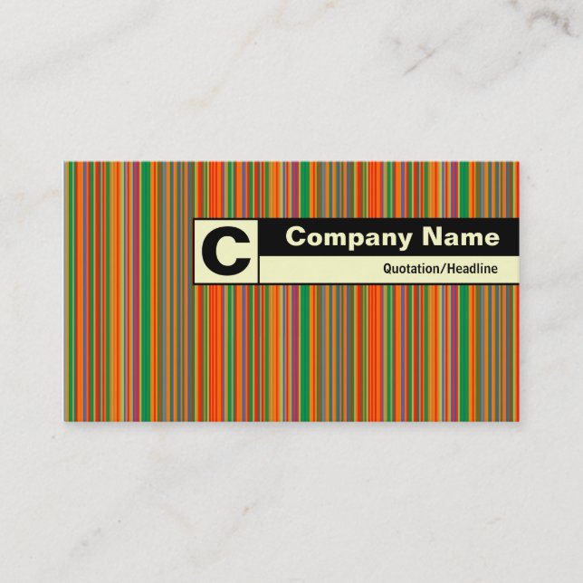 Edge Labeled Monogram - Colorful Stripes 01 Business Card (Front)