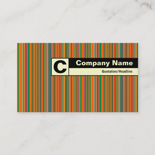 Edge Labeled Monogram - Colorful Stripes 02 Business Card (Front)