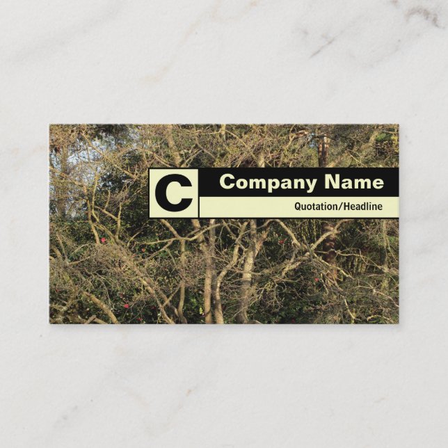 Edge Labeled Monogram - Golden Branches Business Card (Front)