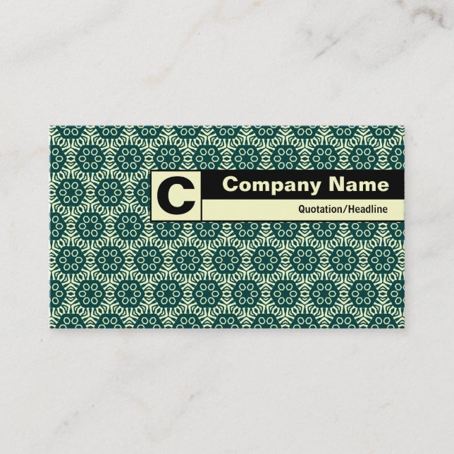 Edge Labeled Monogram - Green Geometric Pattern II Business Card (Front)