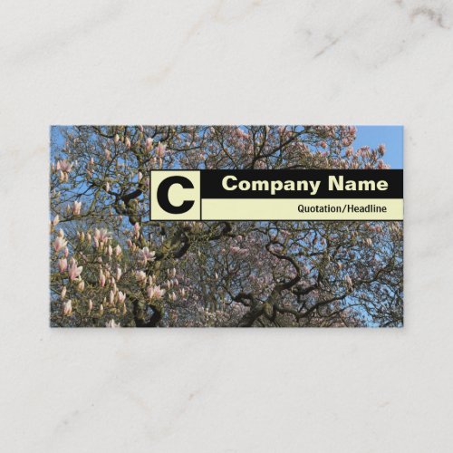 Edge Labeled Monogram _ Magnolia Tree in Blossom Business Card