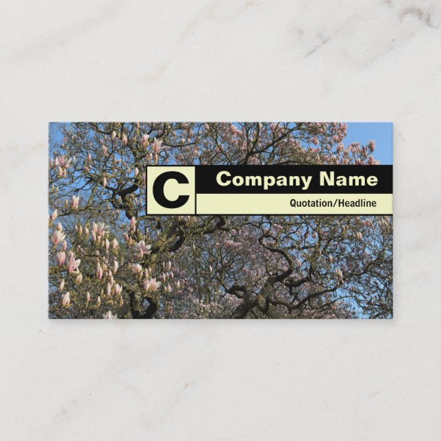Edge Labeled Monogram - Magnolia Tree in Blossom Business Card (Front)