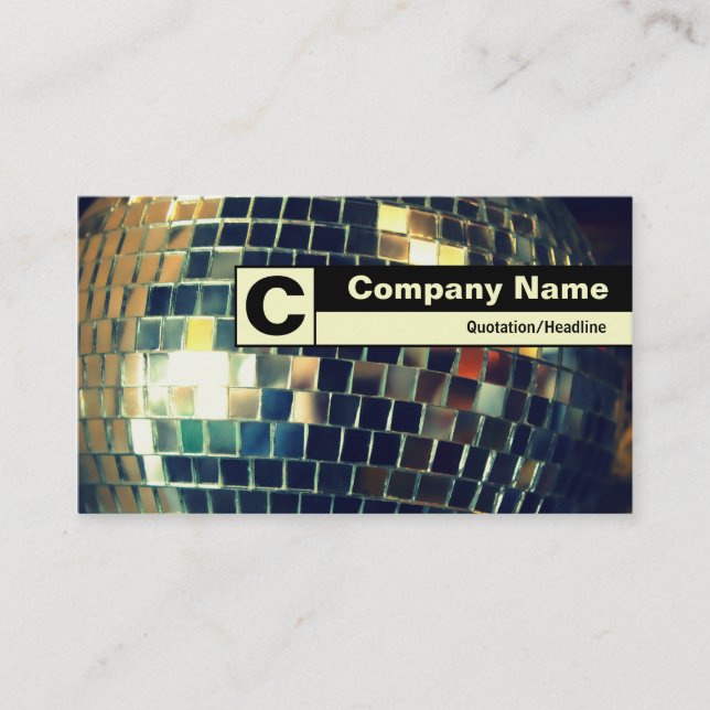 Edge Labeled Monogram - Mirror Ball Business Card (Front)