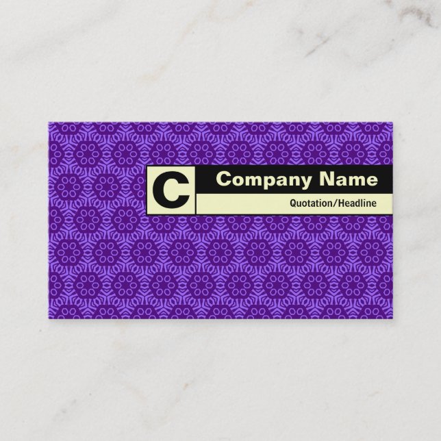 Edge Labeled Monogram - Purple Geometric Pattern Business Card (Front)