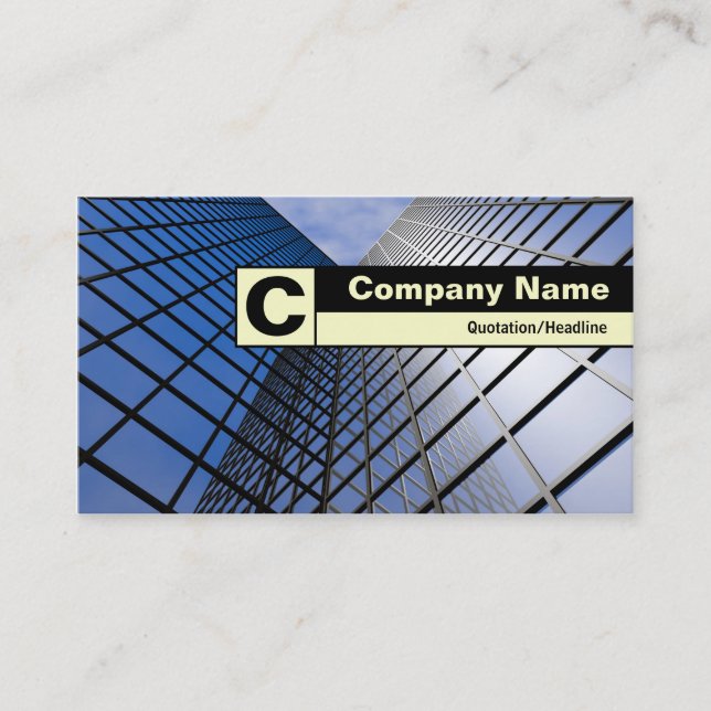 Edge Labeled Monogram - Reflective Office Block Business Card (Front)