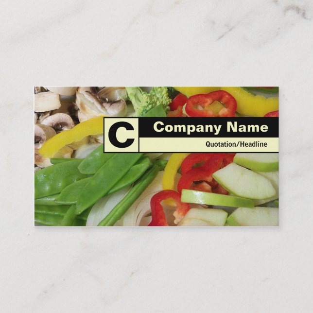 Edge Labeled Monogram - Stir-fry Business Card (Front)
