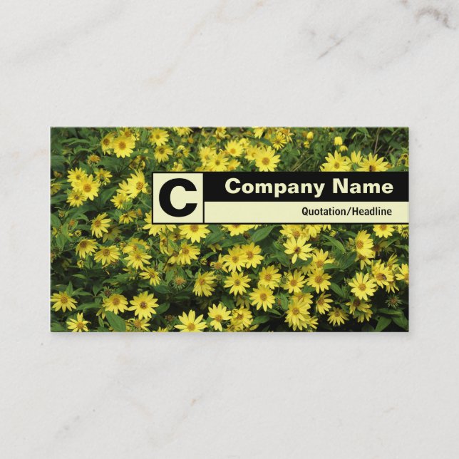 Edge Labeled Monogram - Yellow Daisies Business Card (Front)