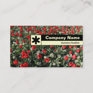 Edge Labeled - Red Tulips and Primroses Business Card