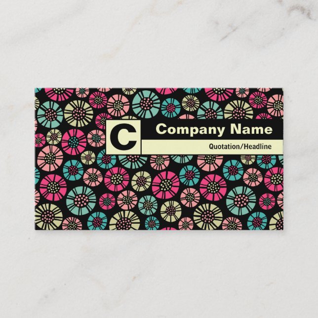 Edge Labelled Monogram - Abstract Flowers 031023 Business Card (Front)