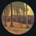 Edge of a Wood by Vincent van Gogh Classic Round Sticker<br><div class="desc">Edge of a Wood by Vincent van Gogh is a vintage fine art post impressionism landscape nature painting. A view of a trail through the forest with tall trees during the autumn season. Beautiful muted fall colors with a deep glow of sunset. About the artist: Vincent Willem van Gogh (1853...</div>