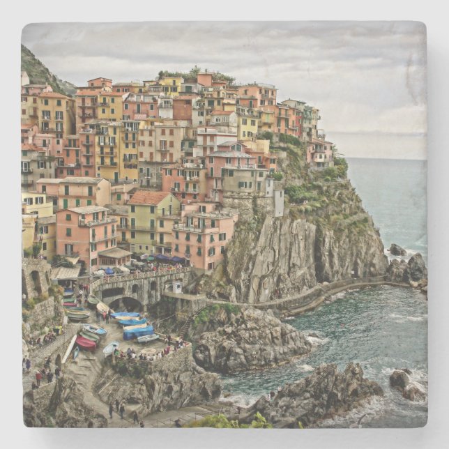 Edge of Italy - Manarola - Stone Coaster (Front)