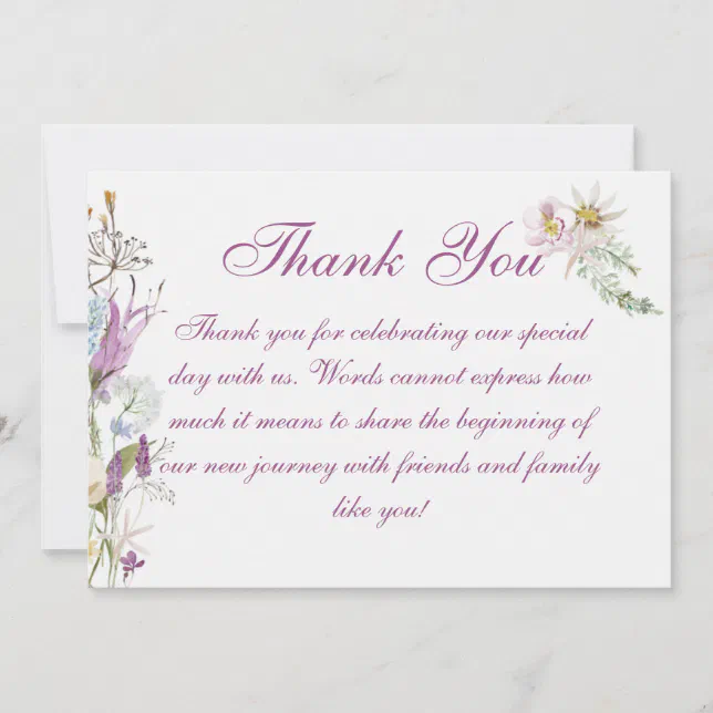 Edge of Wildflowers Wedding Thank You Card | Zazzle