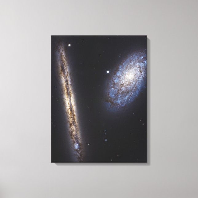 Edge-On Galaxy Ngc 4302 & Tilted Galaxy Ngc 4298 Canvas Print (Front)