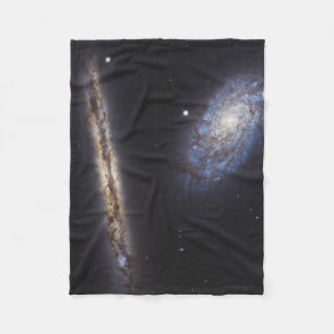 Edge-On Galaxy Ngc 4302 & Tilted Galaxy Ngc 4298 Fleece Blanket
