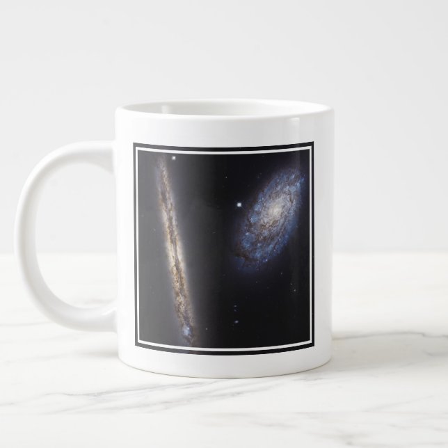 Edge-On Galaxy Ngc 4302 & Tilted Galaxy Ngc 4298 Giant Coffee Mug (Left)