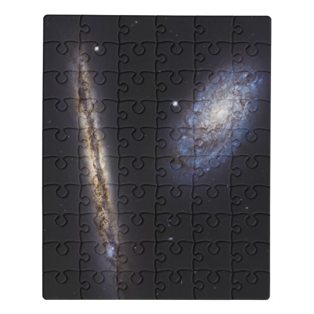 Edge-On Galaxy Ngc 4302 & Tilted Galaxy Ngc 4298 Jigsaw Puzzle (Puzzle Vertical)