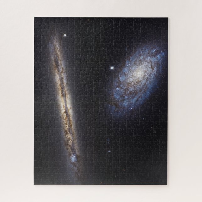 Edge-On Galaxy Ngc 4302 & Tilted Galaxy Ngc 4298 Jigsaw Puzzle (Vertical)