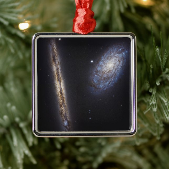 Edge-On Galaxy Ngc 4302 & Tilted Galaxy Ngc 4298 Metal Ornament (Tree)