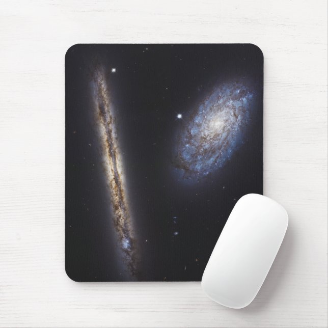Edge-On Galaxy Ngc 4302 & Tilted Galaxy Ngc 4298 Mouse Pad (With Mouse)