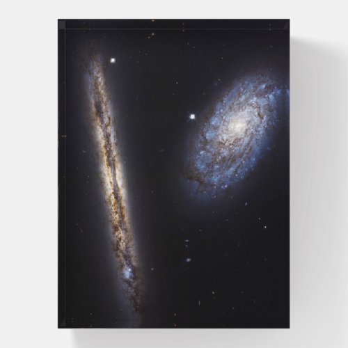 Edge_On Galaxy Ngc 4302  Tilted Galaxy Ngc 4298 Paperweight
