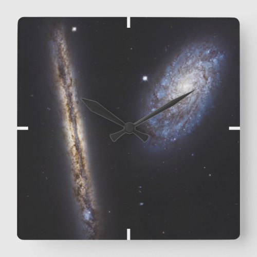 Edge_On Galaxy Ngc 4302  Tilted Galaxy Ngc 4298 Square Wall Clock