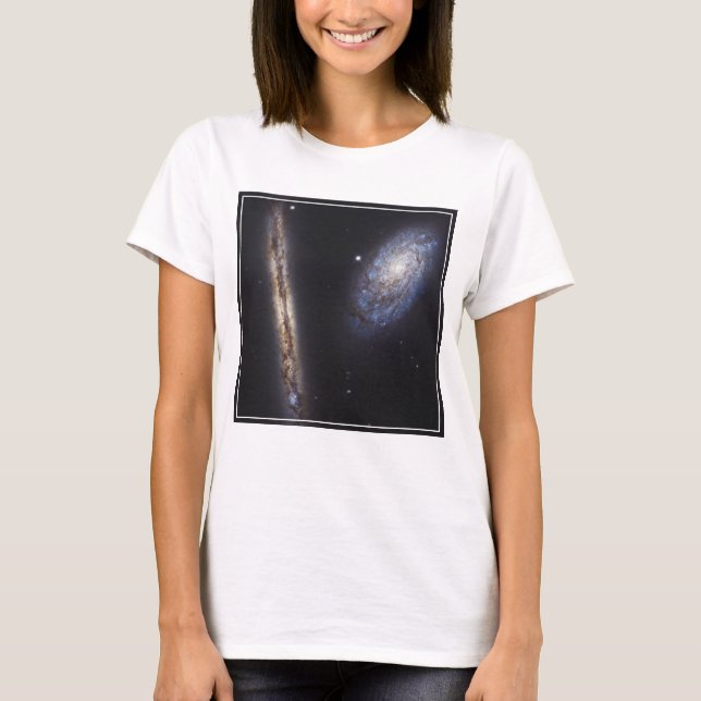 Edge-On Galaxy Ngc 4302 & Tilted Galaxy Ngc 4298 T-Shirt (Front)