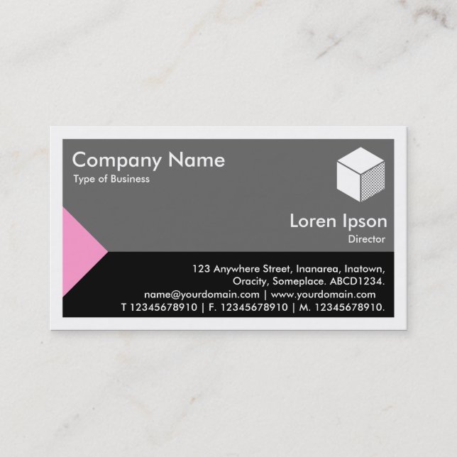 Edge Triangle - Pink, Black & Gray Business Card (Front)