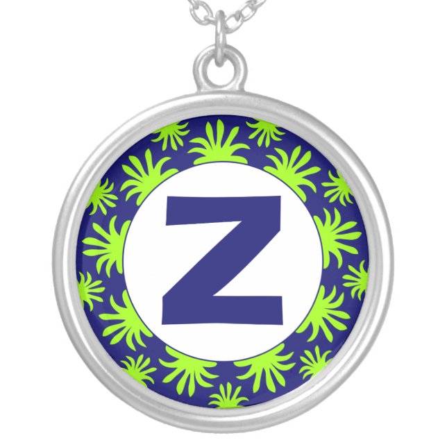 Edged Monogram 014 Silver Plated Necklace (Front)