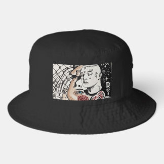Edgy Abstract Art Black Bucket Hat | Streetwear Ae