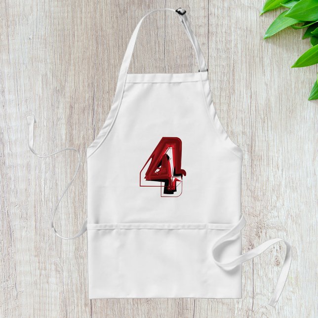 Edgy Abstract Red and Black Number 4  Adult Apron (Creator Uploaded)