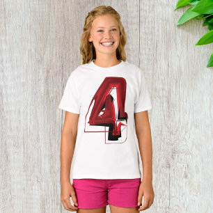 Edgy Abstract Red and Black Number 4  T-Shirt