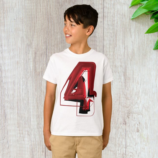 Edgy Abstract Red and Black Number 4  T-Shirt (Creator Uploaded)