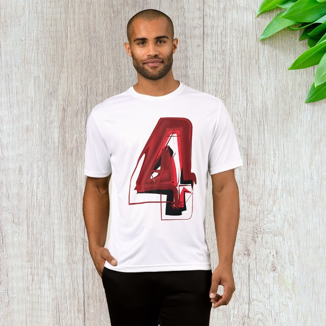 Edgy Abstract Red and Black Number 4  T-Shirt (Creator Uploaded)