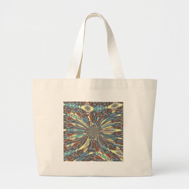 Edgy African Urban Pop Art Abstract Optical Design Large Tote Bag (Front)
