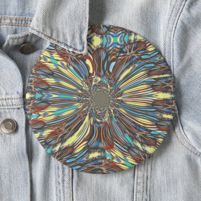 Edgy African Urban Pop Art Abstract Optical Design Pinback Button (In Situ)