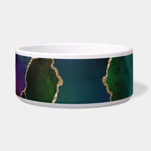 Edgy Agate   Dark Moody Jewel Tone Mystic Teal Bowl