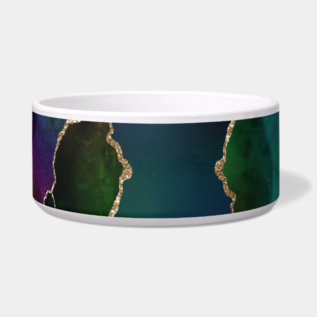 Edgy Agate | Dark Moody Jewel Tone Mystic Teal Bowl (Front)